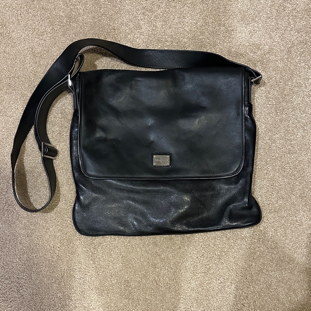 Cole Haan Sleek Black Leather Messenger Bag